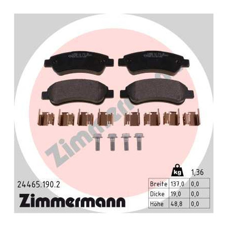 ZIMMERMANN 24465.190.2 Klocki hamulcowe Tył dla