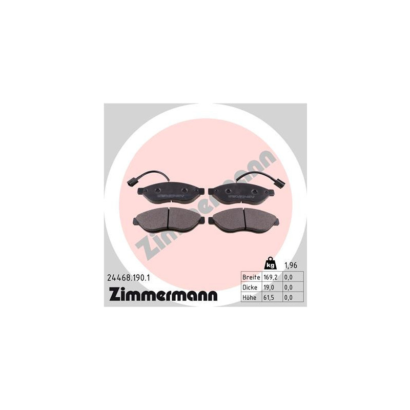 ZIMMERMANN 24468.190.1 Brzdové destičky Přední pro