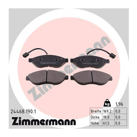 ZIMMERMANN 24468.190.1 Brzdové destičky Přední pro