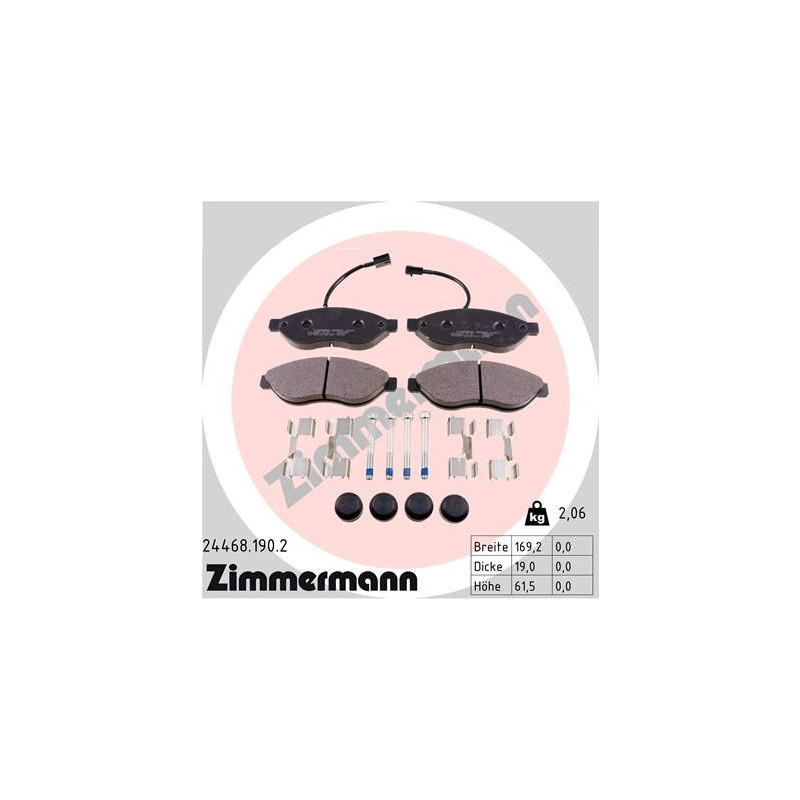 ZIMMERMANN 24468.190.2 Klocki hamulcowe Przód dla