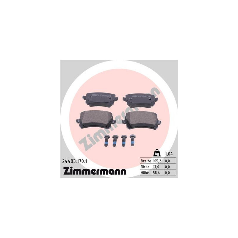 ZIMMERMANN 24483.170.1 Klocki hamulcowe Tył dla