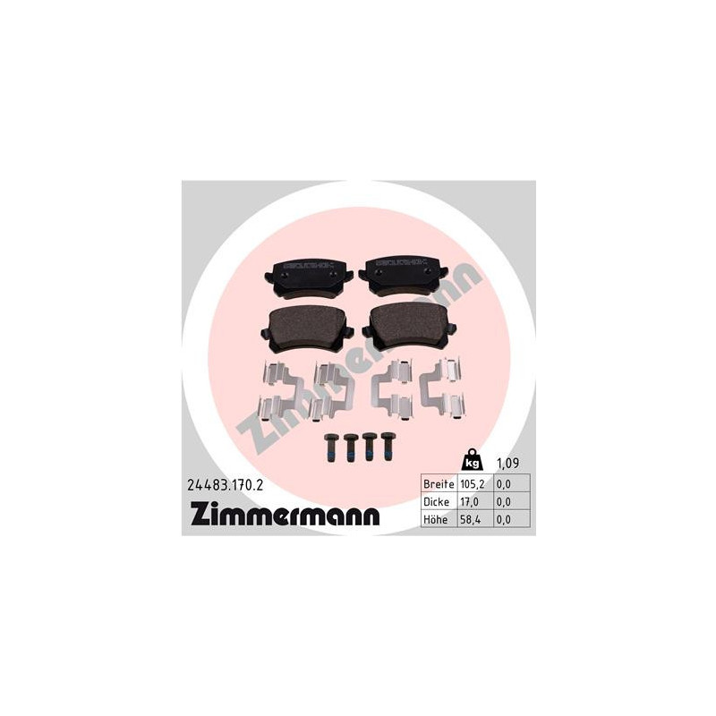 ZIMMERMANN 24483.170.2 Brzdové platničky Zadné pre