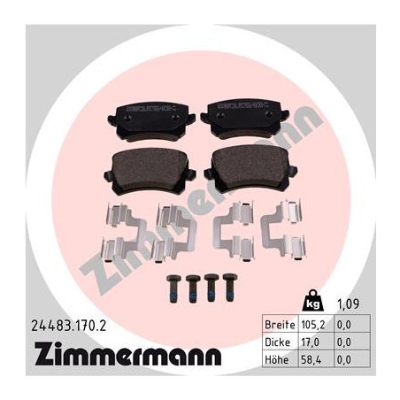ZIMMERMANN 24483.170.2 Brzdové destičky Zadní pro