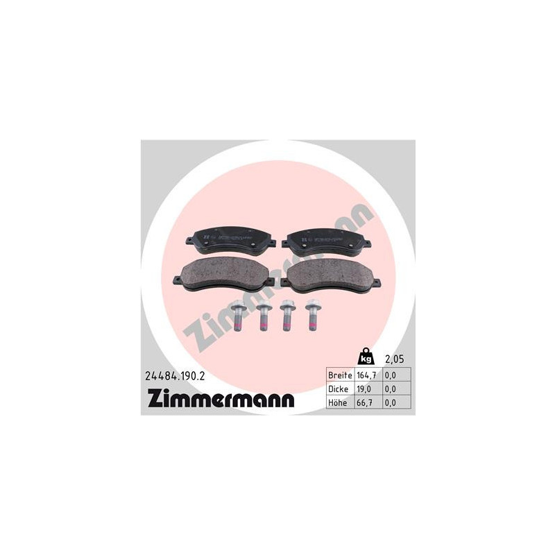 ZIMMERMANN 24484.190.2 Brzdové platničky Predné pre