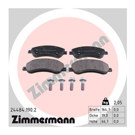 ZIMMERMANN 24484.190.2 Brzdové destičky Přední pro