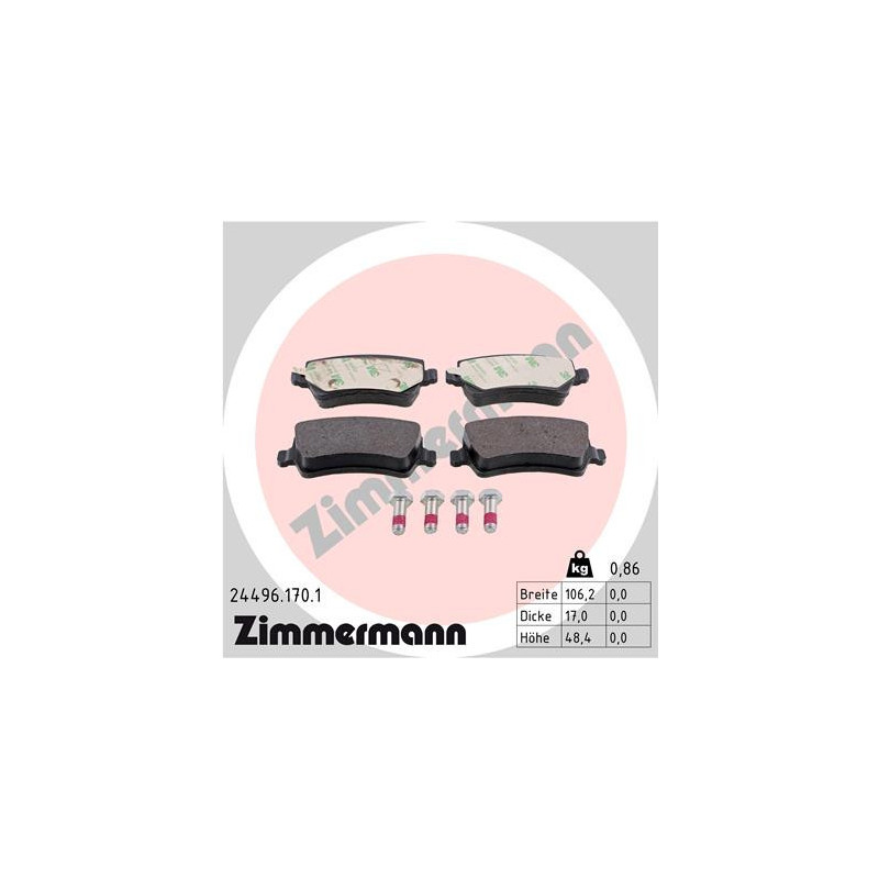 ZIMMERMANN 24496.170.1 Klocki hamulcowe Tył dla