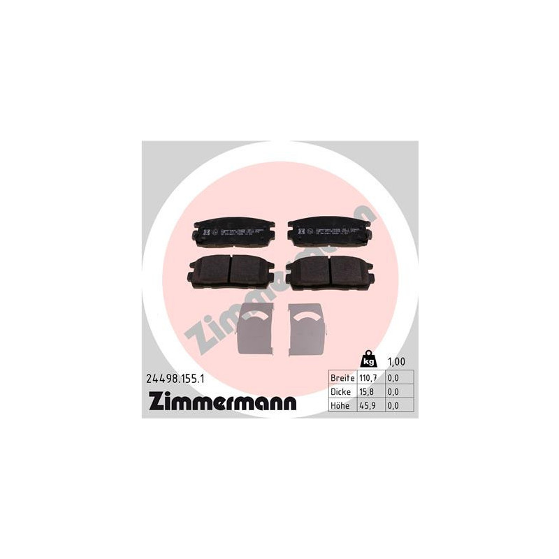 ZIMMERMANN 24498.155.1 Brake Pads Set Rear for