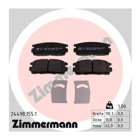 ZIMMERMANN 24498.155.1 Bremsbeläge Hinten für