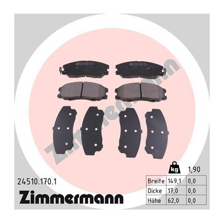 ZIMMERMANN 24510.170.1 Brzdové platničky Predné pre