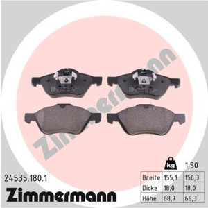 ZIMMERMANN 24535.180.1 Brzdové platničky Predné pre