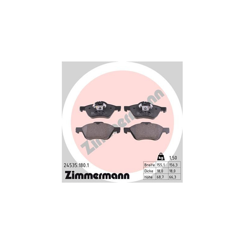 ZIMMERMANN 24535.180.1 Klocki hamulcowe Przód dla