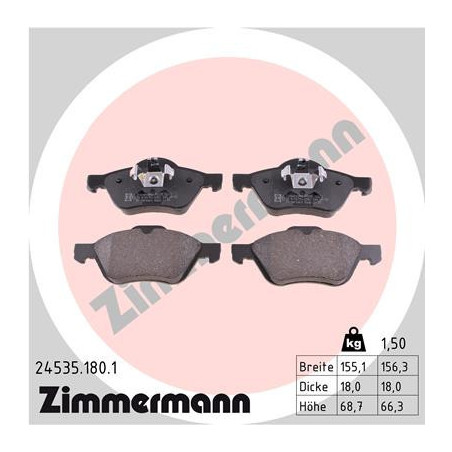 ZIMMERMANN 24535.180.1 Klocki hamulcowe Przód dla