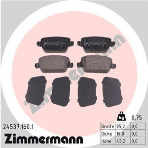 ZIMMERMANN 24537.160.1 Brake Pads Set Rear for