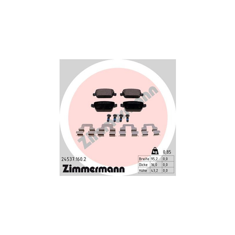 ZIMMERMANN 24537.160.2 Bremsbeläge Hinten für