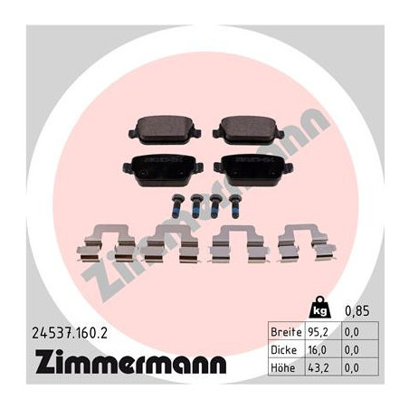 ZIMMERMANN 24537.160.2 Bremsbeläge Hinten für