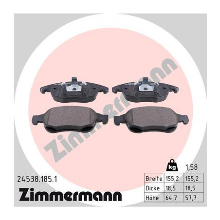 ZIMMERMANN 24538.185.1 Brzdové platničky Predné pre