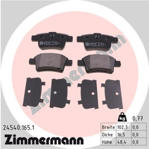 ZIMMERMANN 24540.165.1 Brzdové platničky Zadné pre
