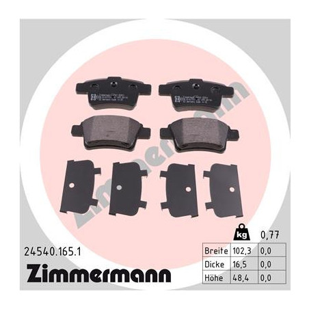 ZIMMERMANN 24540.165.1 Brake Pads Set Rear for