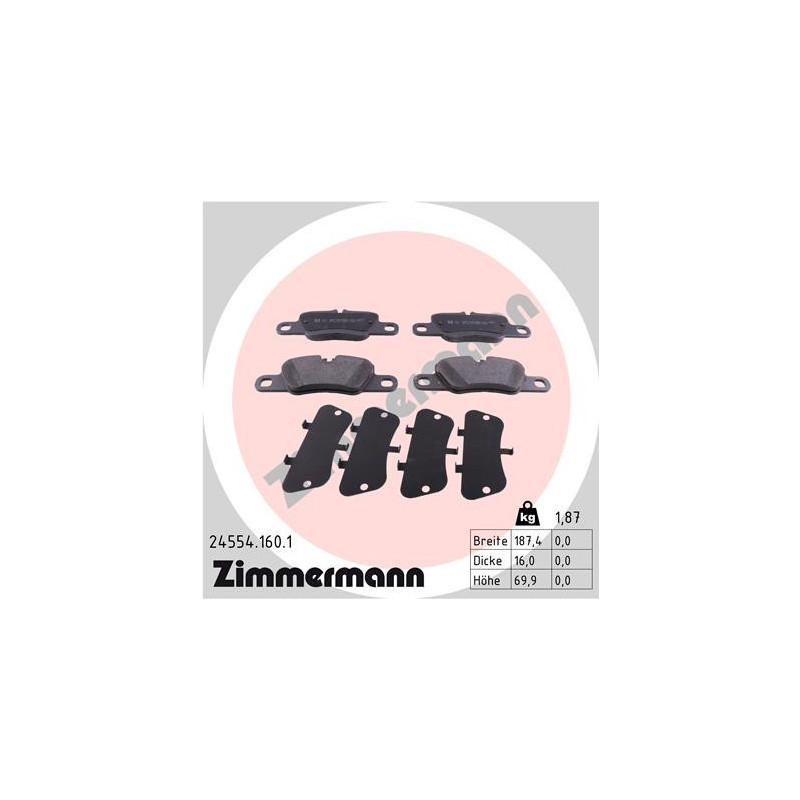 ZIMMERMANN 24554.160.1 Brake Pads Set Rear for