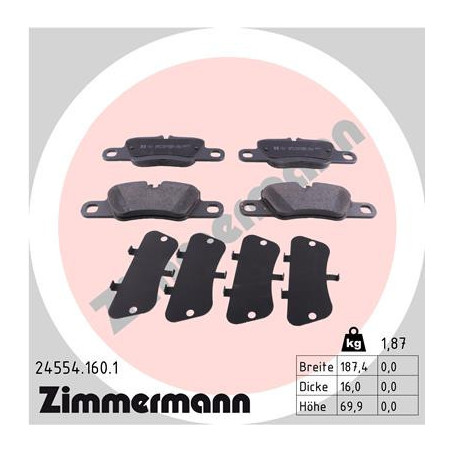 ZIMMERMANN 24554.160.1 Bremsbeläge Hinten für