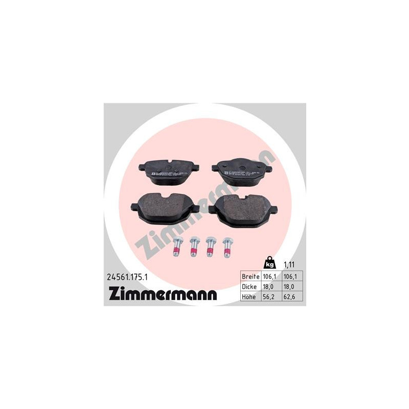 ZIMMERMANN 24561.175.1 Bremsbeläge Hinten für