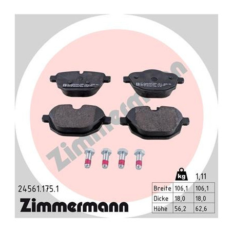 ZIMMERMANN 24561.175.1 Brake Pads Set Rear for
