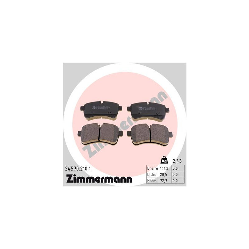 ZIMMERMANN 24570.210.1 Brzdové platničky Zadné pre