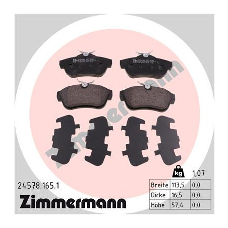 ZIMMERMANN 24578.165.1 Klocki hamulcowe Tył dla