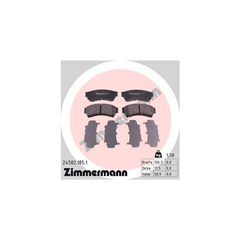 ZIMMERMANN 24582.185.1 Brake Pads Set Front for