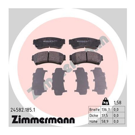 ZIMMERMANN 24582.185.1 Plaquettes de frein Avant pour