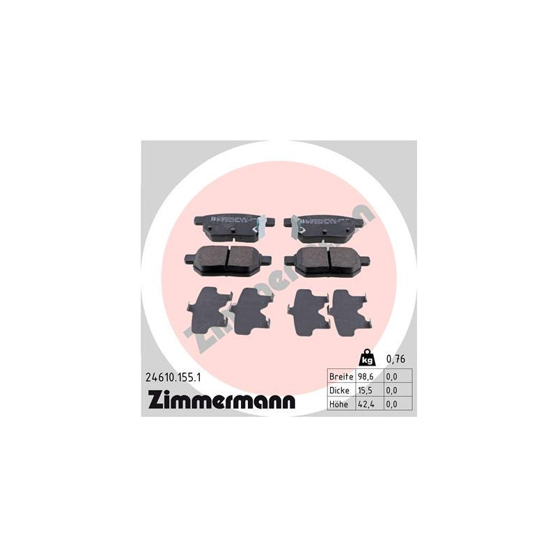 ZIMMERMANN 24610.155.1 Brake Pads Set Rear for