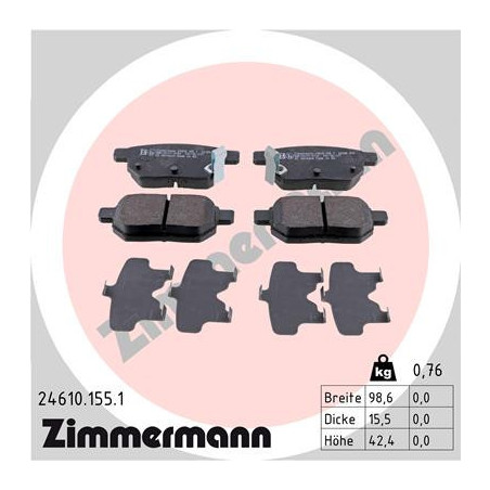 ZIMMERMANN 24610.155.1 Pastiglie freno Posteriore per