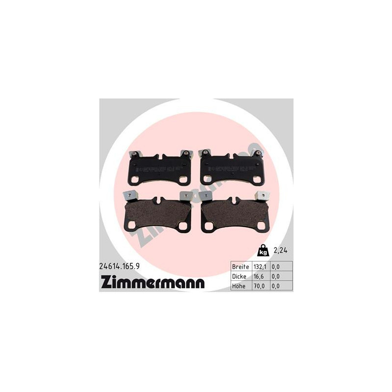 ZIMMERMANN 24614.165.9 Brake Pads Set Rear for