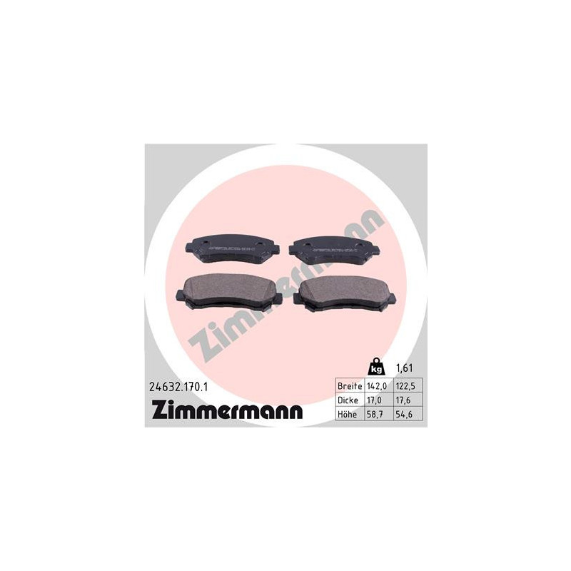 ZIMMERMANN 24632.170.1 Klocki hamulcowe Przód dla