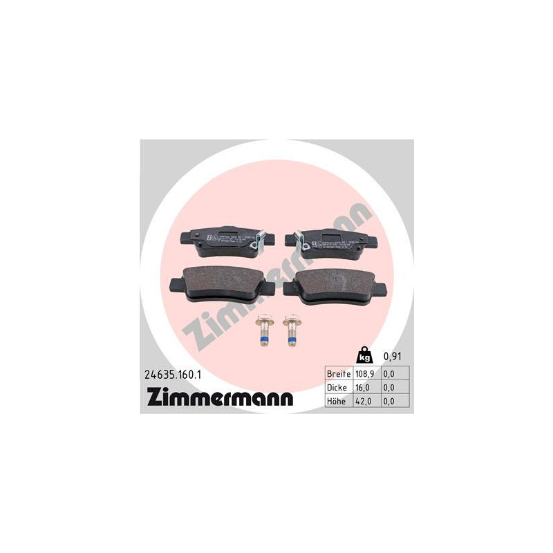 ZIMMERMANN 24635.160.1 Brzdové platničky Zadné pre