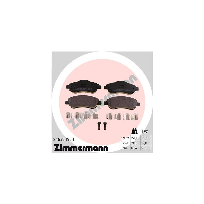 ZIMMERMANN 24638.190.1 Klocki hamulcowe Przód dla