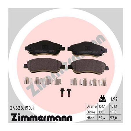 ZIMMERMANN 24638.190.1 Plaquettes de frein Avant pour