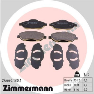 ZIMMERMANN 24660.180.1 Brzdové platničky Predné pre