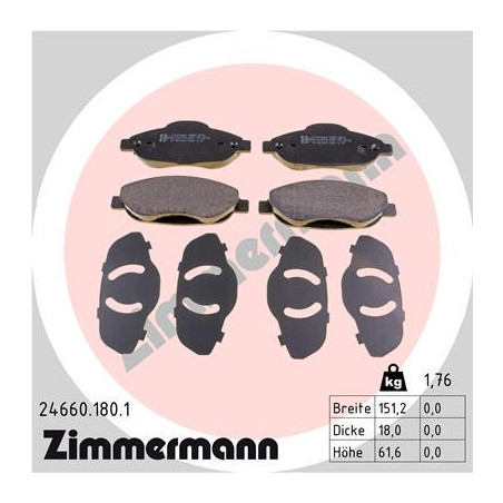 ZIMMERMANN 24660.180.1 Klocki hamulcowe Przód dla