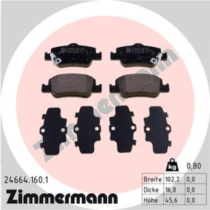 ZIMMERMANN 24664.160.1 Bremsbeläge Hinten für