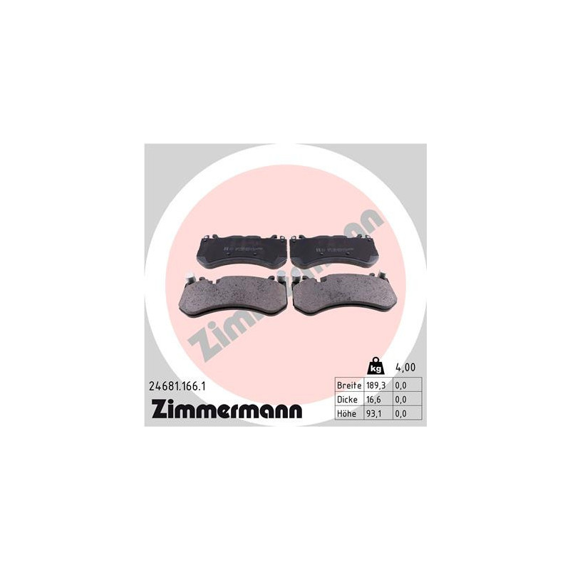 ZIMMERMANN 24681.166.1 Pastiglie freno Anteriore per