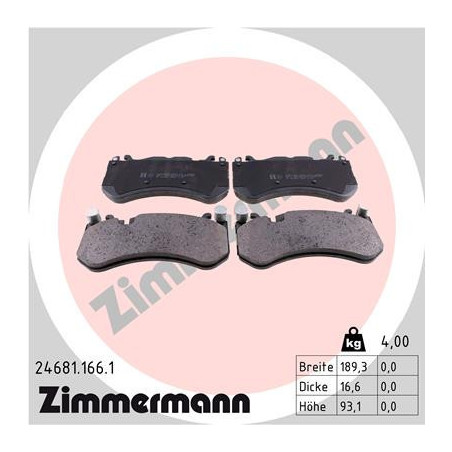 ZIMMERMANN 24681.166.1 Brzdové destičky Přední pro