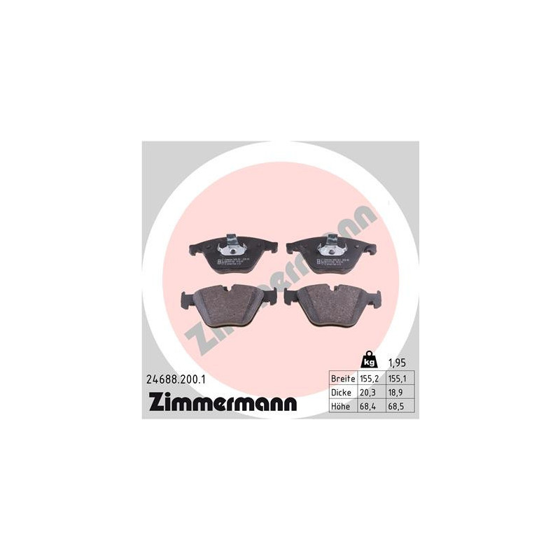ZIMMERMANN 24688.200.1 Brzdové destičky Přední pro