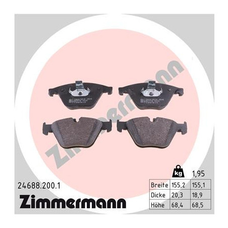 ZIMMERMANN 24688.200.1 Brzdové destičky Přední pro