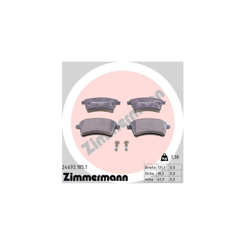 ZIMMERMANN 24693.185.1 Brzdové destičky