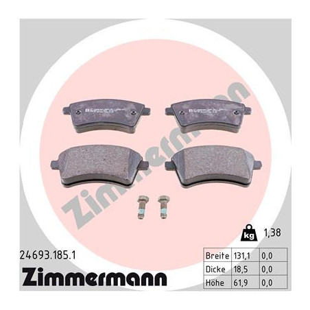 ZIMMERMANN 24693.185.1 Pastillas de freno