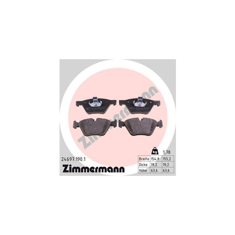 ZIMMERMANN 24697.190.1 Klocki hamulcowe