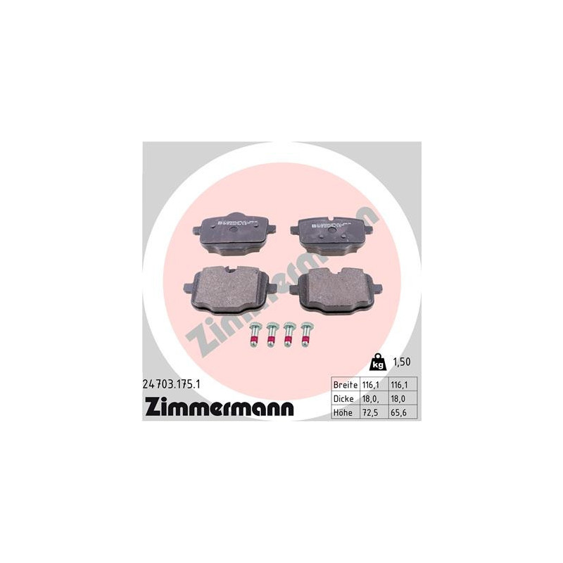 ZIMMERMANN 24703.175.1 Bremsbeläge Hinten für
