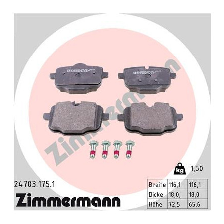 ZIMMERMANN 24703.175.1 Brake Pads Set Rear for