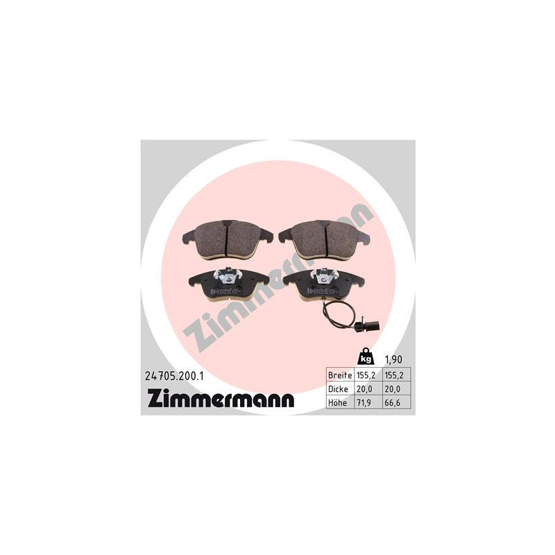 ZIMMERMANN 24705.200.1 Plaquettes de frein Avant pour